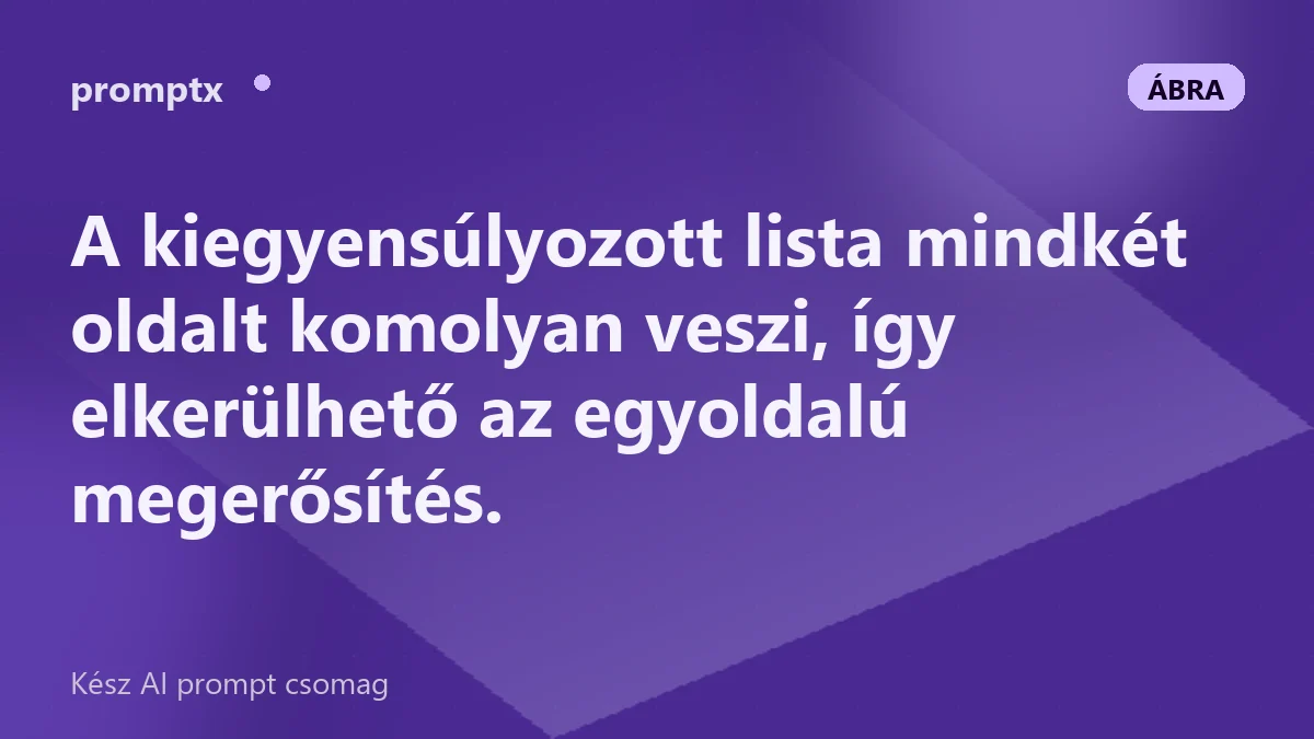 Kiegyensúlyozott pró-kontra lista két oldalon