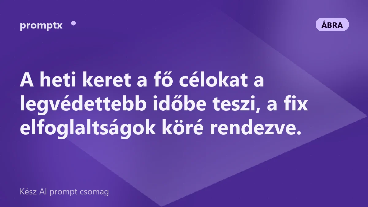 Heti keret három fő céllal és fix elfoglaltságokkal