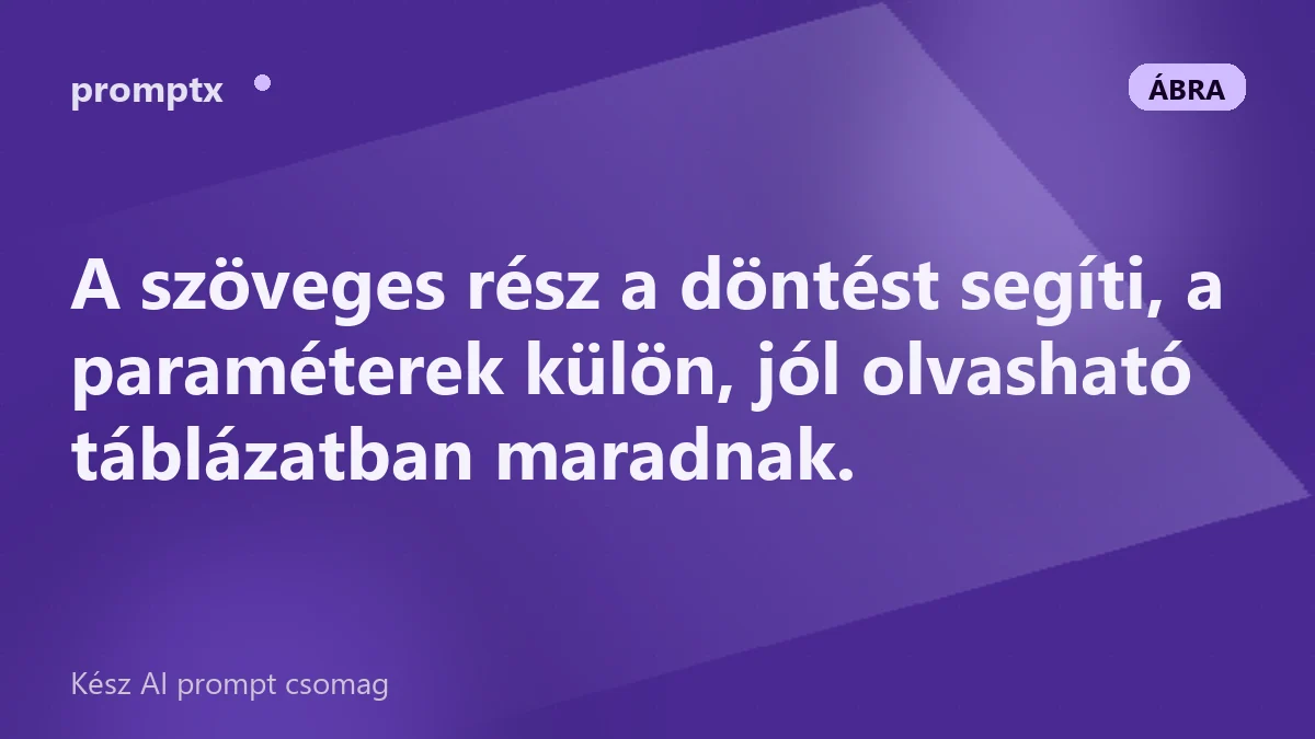 Webshop termékoldal vázlata előny-alapú leírással és külön paramétertáblázattal